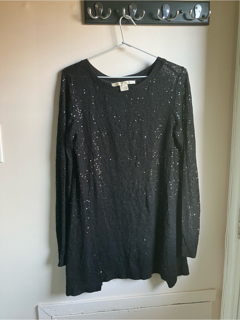 Nougat London Black Sequined Long-Sleeve Women's Dress Sweater